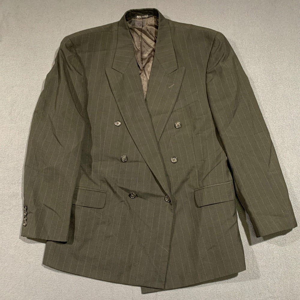 Kilburne and‎ Finch Mens 43R Gray Pinstripe Double Breasted Blazer Wool Blend